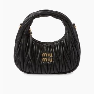 Miu Miu Black Quilted Shoulder Bag with Gold Hardware
